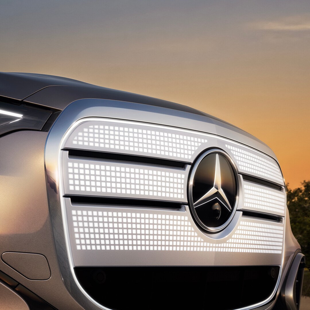 visual de la parrilla iluminada del GLC eléctrico de Mercedes-Benz
